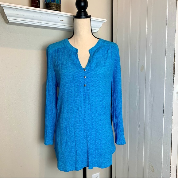 Kim Rogers Blue V-Neck Long Sleeve Top Large - Picture 2 of 11